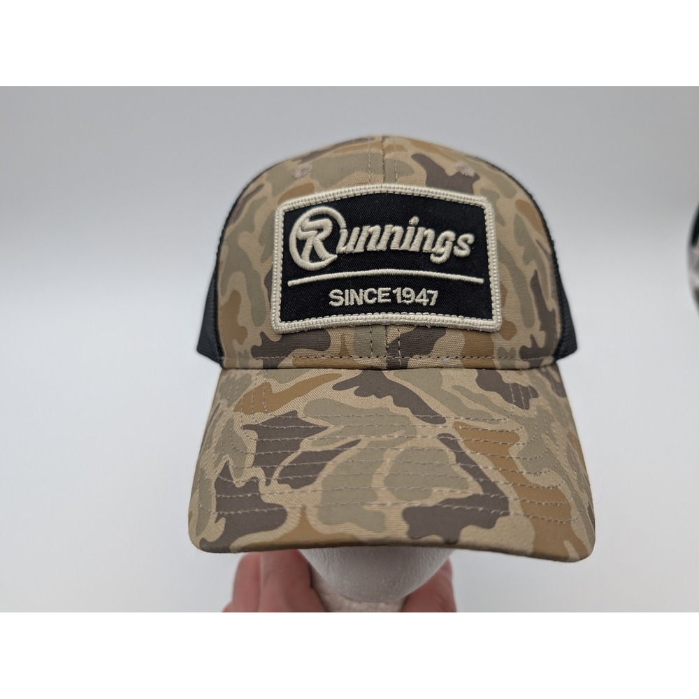 Runnings Since 1947 Camouflage Mesh Back Trucker Hat Snapback Cap Brown Black